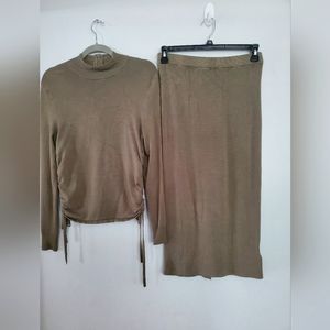 MICHAEL Michael Kors Olive Knit Sweater Skirt 2 Piece Set